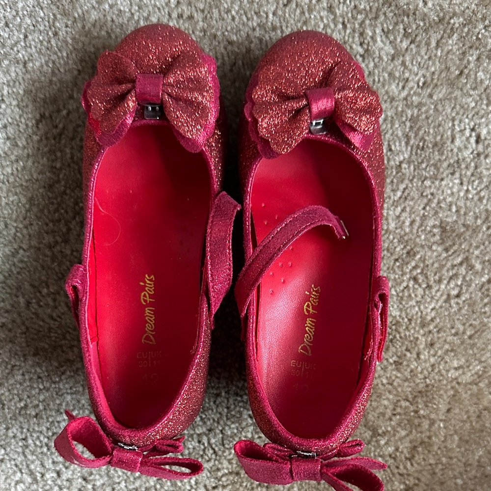 Dream Pairs Sparkly Red Bow Kids Shoes